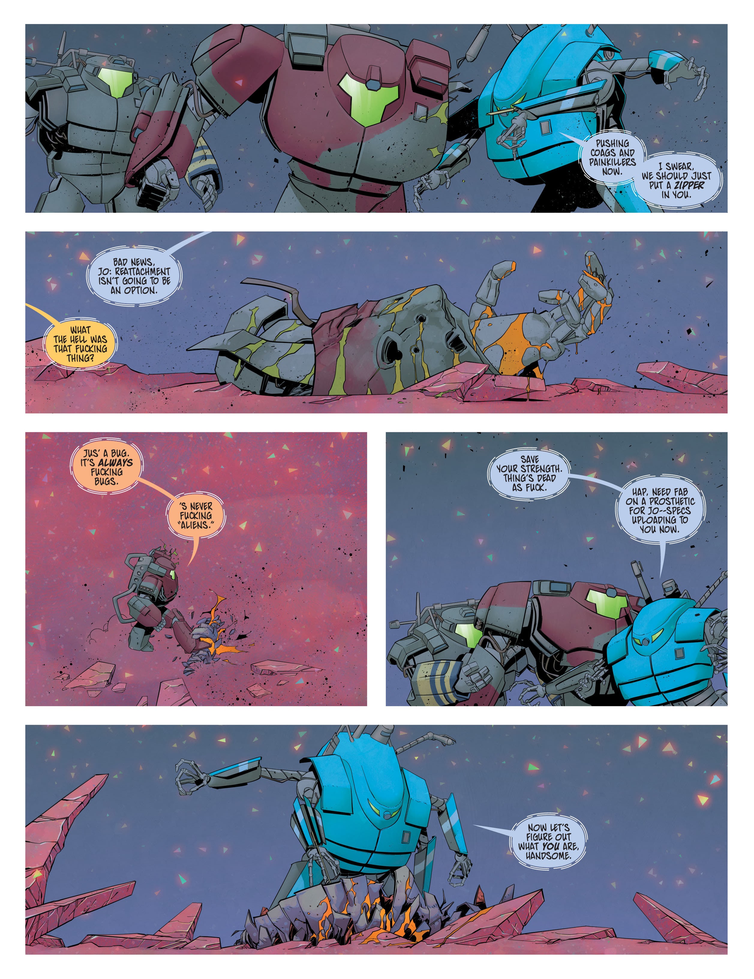 The Forged team encounters gigantic bugs. The Forged #2. Image Comics. 2023.